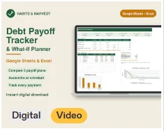 Debt payoff spreadsheet product preview